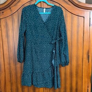 Green Polka Dot Wrap Dress